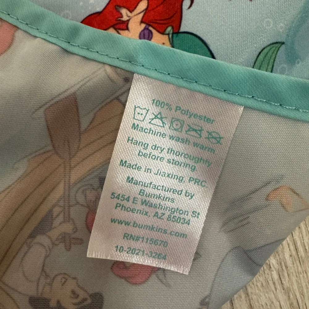 Disney little mermaid Blue Bib with Long Sleeves